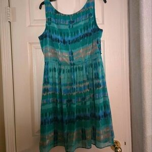 Elegant Teal and Blue Sleeveless Dress